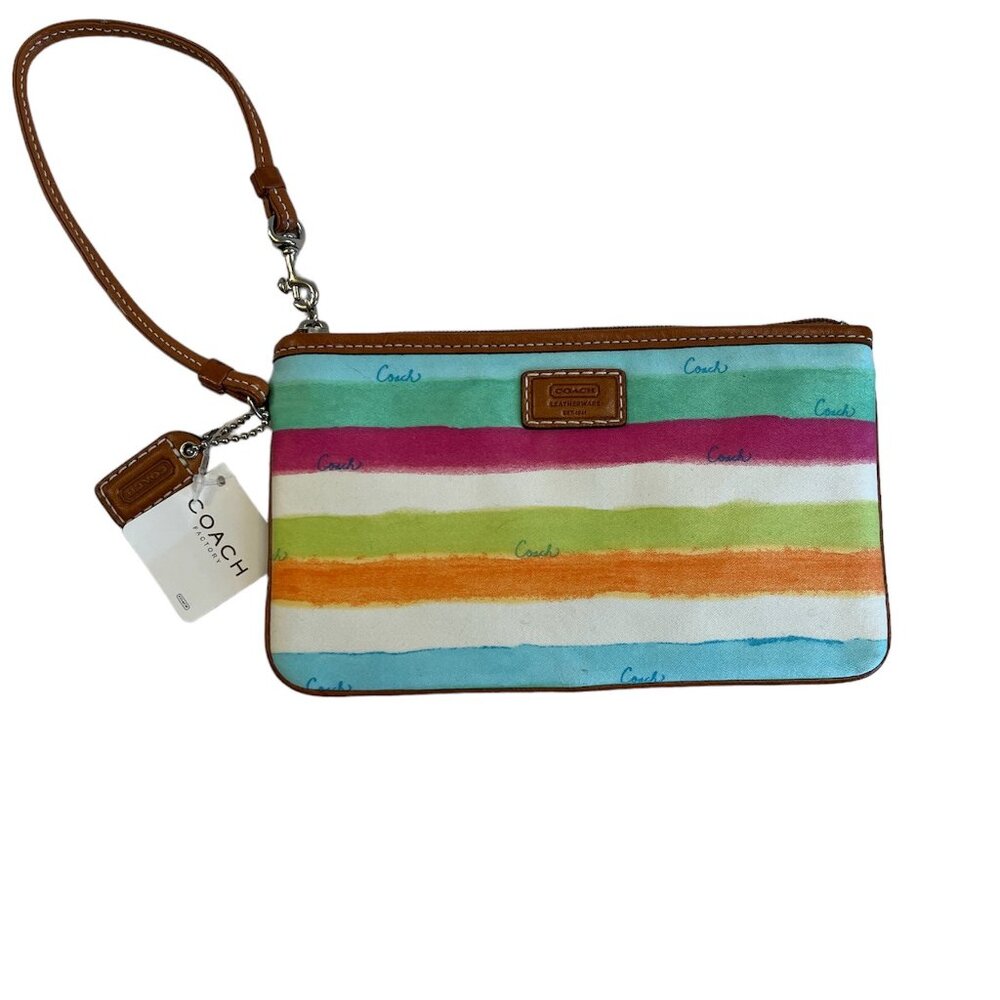 Coach Hampton Watercolor Stripe Wristlet Bag - Multicolor - NWT